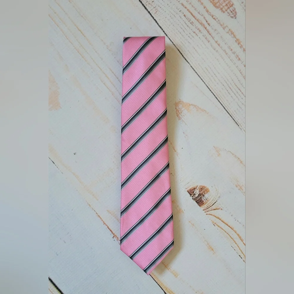 The Children's Place Pink Gray Stripe Kids Neck Tie